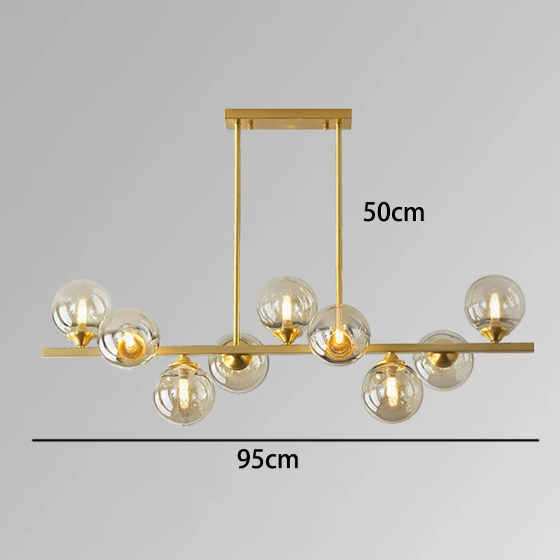 Modern Multi-Head Glass Pendant Chandelier 7 9 Heads 48W Ironware Dimmable AC 90-265V