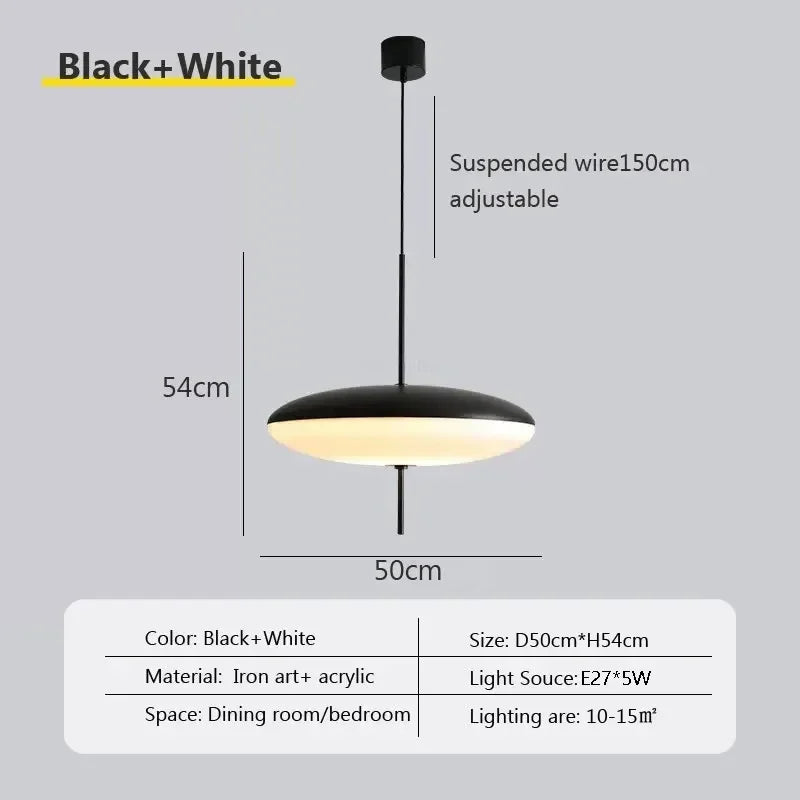 Nordic LED Pendant Light Flying Saucer 5-Light E26 E27 D30cm Tricolor White Black 90-260V