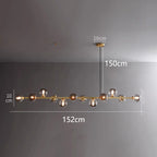 Modern Multi-Head Glass Pendant Chandelier 8 10 12 Heads 72-106W 4-Mode AC 90-240V