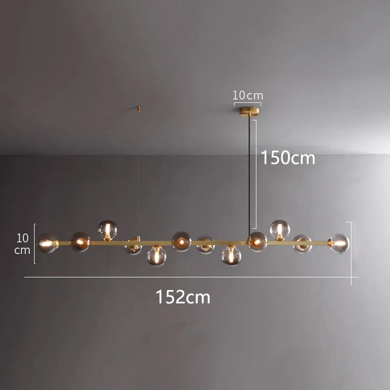 Modern Multi-Head Glass Pendant Chandelier 8 10 12 Heads 72-106W 4-Mode AC 90-240V