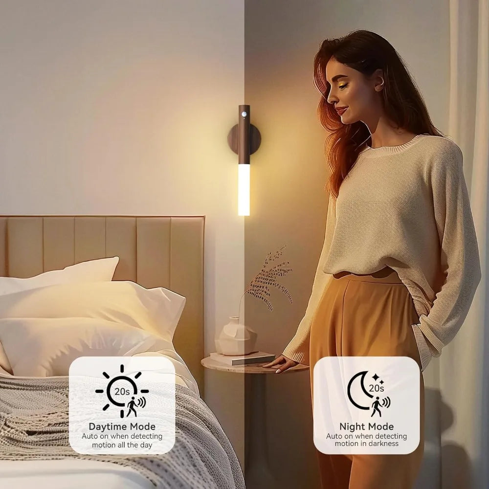 USB Rechargeable Motion Sensor LED Night Light Magnetic Mount Wardrobe Cabinet Lamp