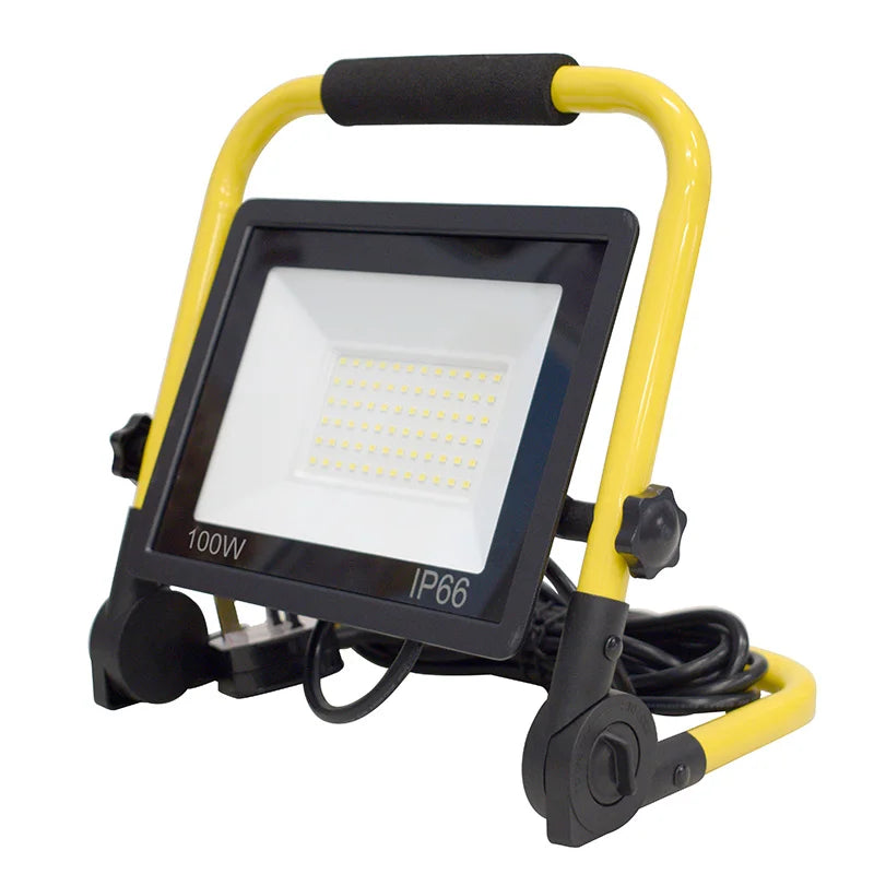LED Portable Work Light 50W 100W IP66 10ft Cord Brushed Aluminum AC 85-265V Outdoor Floodlight