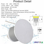 IP67 LED Recessed Stair Wall Light 1W 90lm DC 12-24V 30mm Cutout Touch Dimmable 3-Color