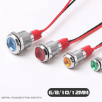 Metal LED Indicator Pilot Light Copper IP66 Waterproof 6mm 8mm 10mm 12mm Panel Mount AC DC 3-220V Red Yellow Blue Green White