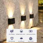 Solar LED Wall Lamp IP65 Waterproof Up and Down Light ABS PC Polycrystalline Panel Auto Dusk to Dawn Garden Yard Balcony