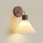 Nordic Wood LED Wall Sconce E26 Single Head Fabric Shade Downlight AC 110-220V Bedroom Living Room Bedside Yellow Brown