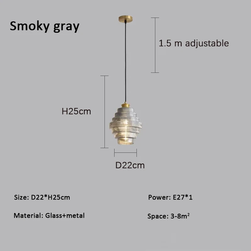 Minimalist Glass E26 E27 LED Pendant Light 6W D22cm Amber Smoky Gray AC 110-220V Dining Room