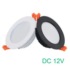 DC 12V LED Recessed Ceiling Downlight 3W 5W 7W 9W 12W 18W CRI 85+ White Black 120-Degree
