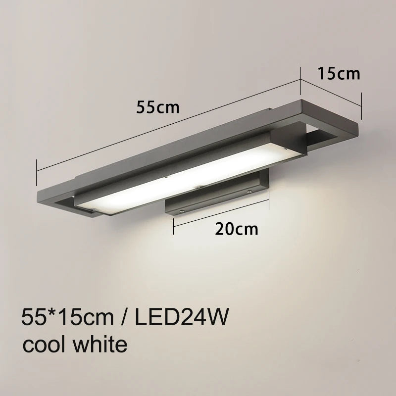 IP65 LED Outdoor Wall Lamp 15W 24W Black Aluminum Acrylic Baked Finish AC 110-240V Porch Doorway Corridor Balcony Garden Sconce