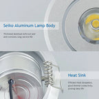 10-Pack 1W 3W Mini LED Recessed Spotlight 45° CRI 80+ IP52 D52mm AC 85-265V White Black Silver