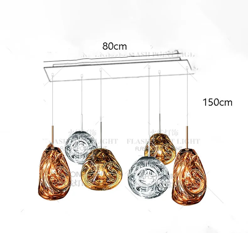 Modern Glass Iron Pendant Chandelier 3-21 Heads Round Linear Black Silver Gold AC 90-265V