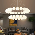 Nordic Modern LED Ring Chandelier Iron Polished Chrome Semi Flush Mount Remote Control AC 90-260V Living Room Dining Room Bar