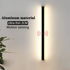 IP65 Motion Sensor LED Outdoor Linear Wall Lamp 20W to 62W Black Iron Baked Aluminum AC 85-265V Garden Villa Porch 21.7in to 78.7in