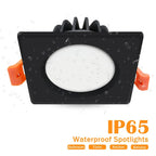 IP65 Waterproof LED Recessed Downlight Square Round 5W 7W 9W 12W 15W 85-265V Black White