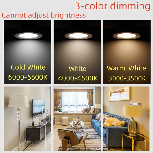 3-Color Switchable LED Recessed Downlight 5W 7W 9W 12W 15W Epistar Direct AC 110-240V
