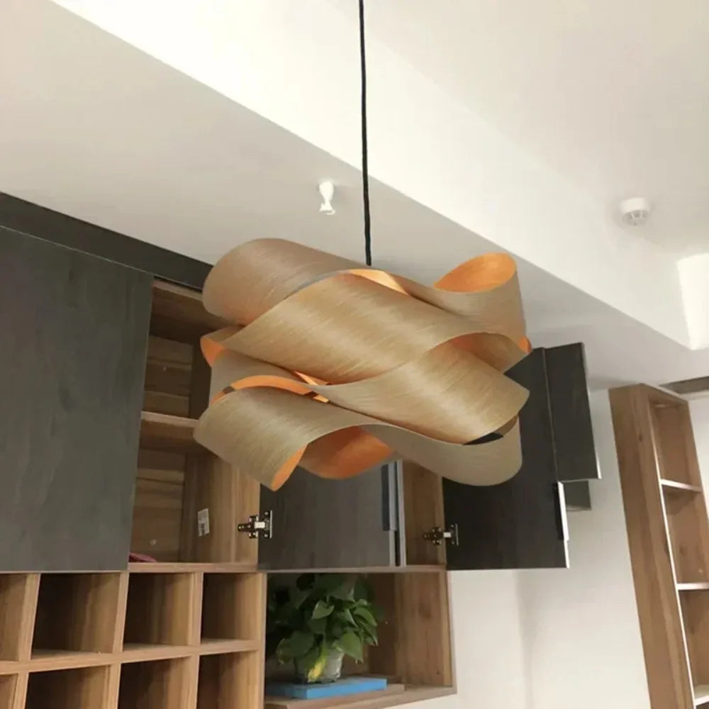 Southeast Asian Handmade Bamboo Wood LED Pendant Light E26 60W Max D45cm Adjustable Cord AC 110-240V Bedroom Dining Room Hotel