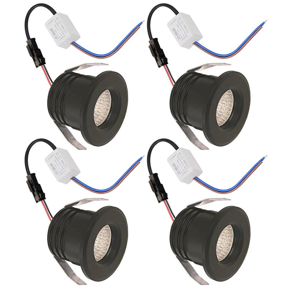 4-Pack 3W DC 12-24V COB LED Recessed Spotlight 300lm 60° CRI 80+ 37mm 30-35mm Cutout