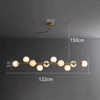Modern Multi-Head Glass Pendant Chandelier 8 10 12 Heads 72-106W 4-Mode AC 90-240V