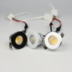 3W Mini COB LED Recessed Spotlight 270lm 30° CRI 80+ IP44 D37mm 28-30mm Cutout Dimmable