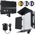 20W Bi-Color LED Video Light 2500-6500K Dimmable 180° Tilt NP-F Battery AC Adapter P30