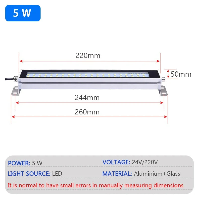 IP67 LED Machine Work Light 5W 10W 12W 15W Waterproof Oil-Proof DC 24-36V AC 110-220V CNC