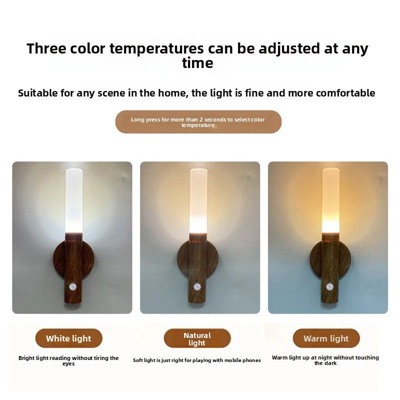 USB Rechargeable Motion Sensor LED Night Light Magnetic Mount Wardrobe Cabinet Lamp