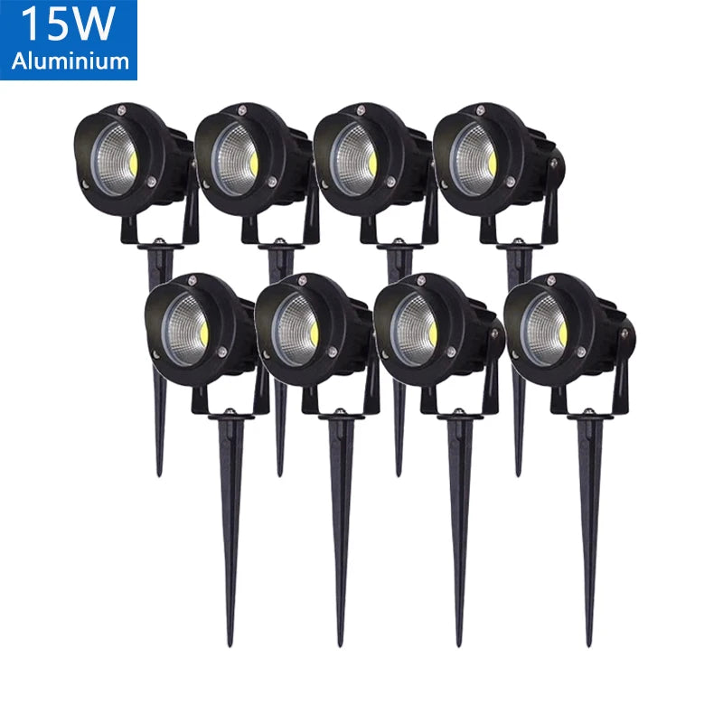 LED Garden Lawn Spike Light 5W 10W 15W 20W IP65 90-120lm/W AC 85-265V DC 12-24V Warm Cool RGB