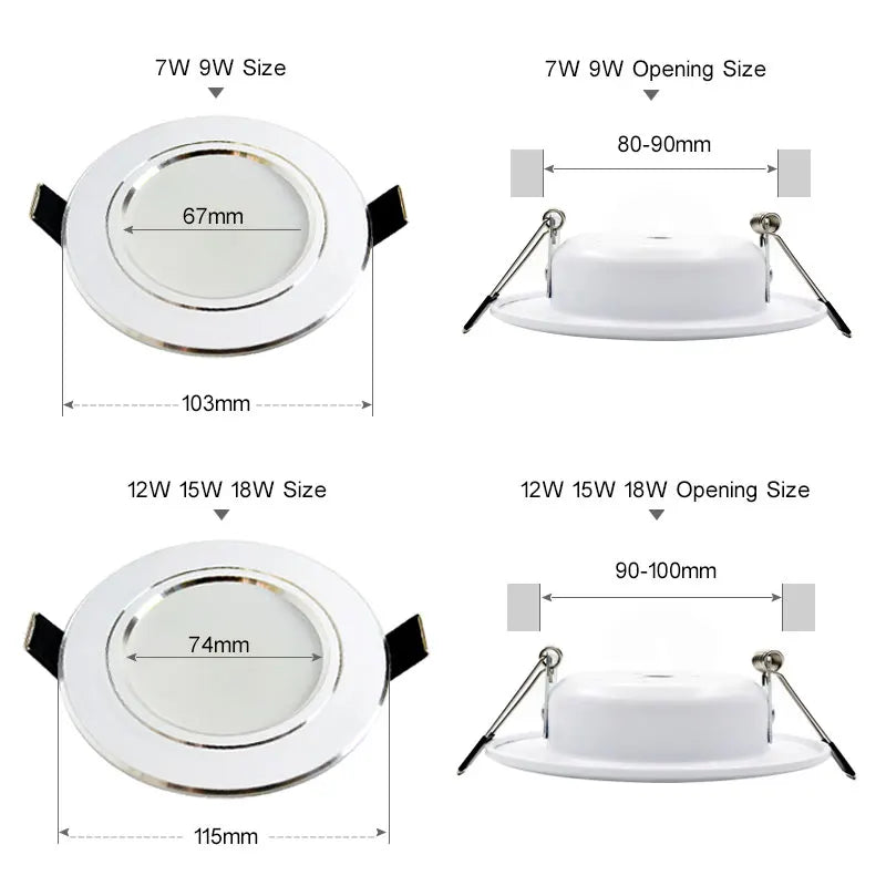 10-Pack LED Recessed Downlight 3W 5W 7W 9W 12W 15W 18W Epistar 120° AC 110-240V 30,000hr