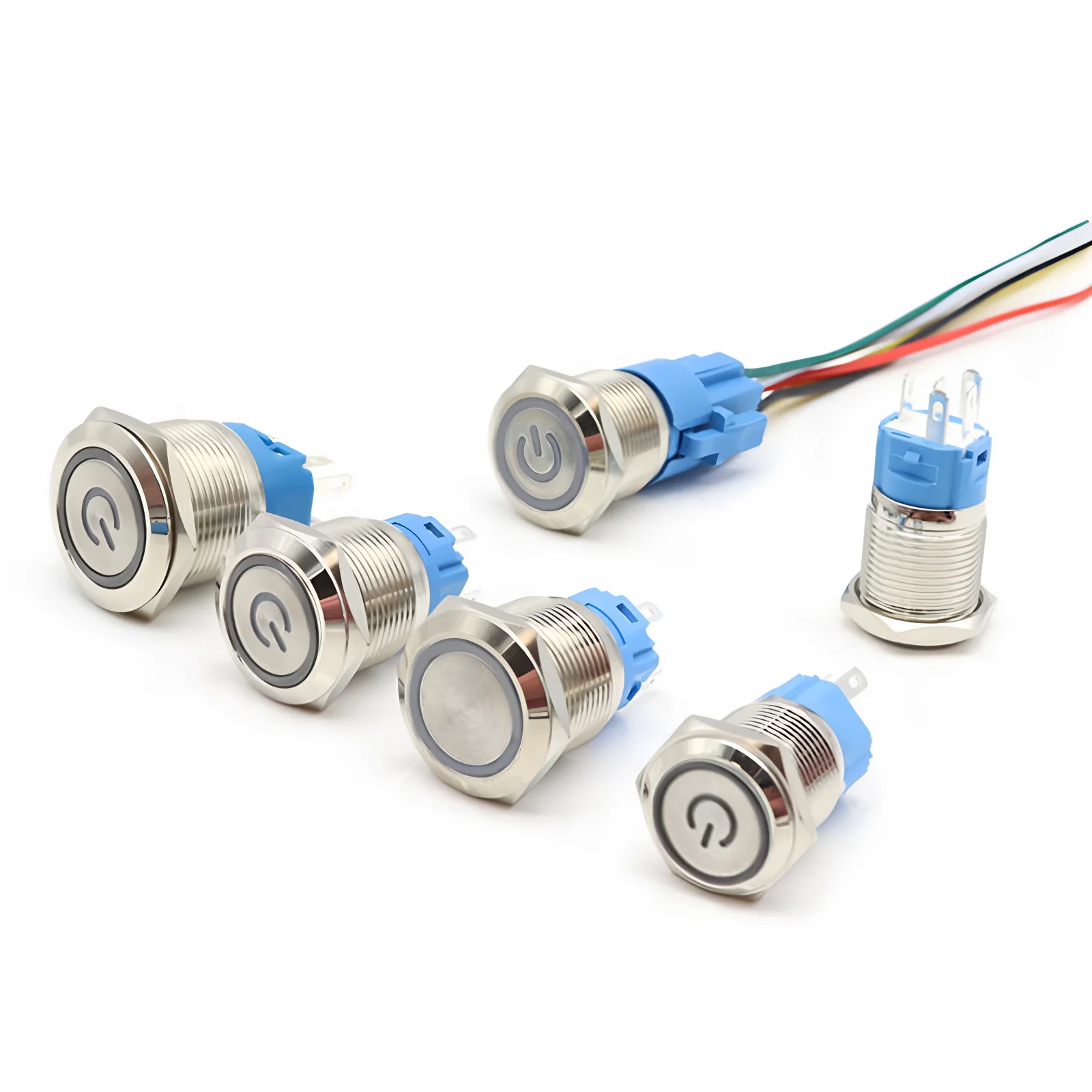 LED Illuminated Metal Push Button Switch 16mm 19mm 22mm 5A Momentary Latching 3-220V 5 Colors