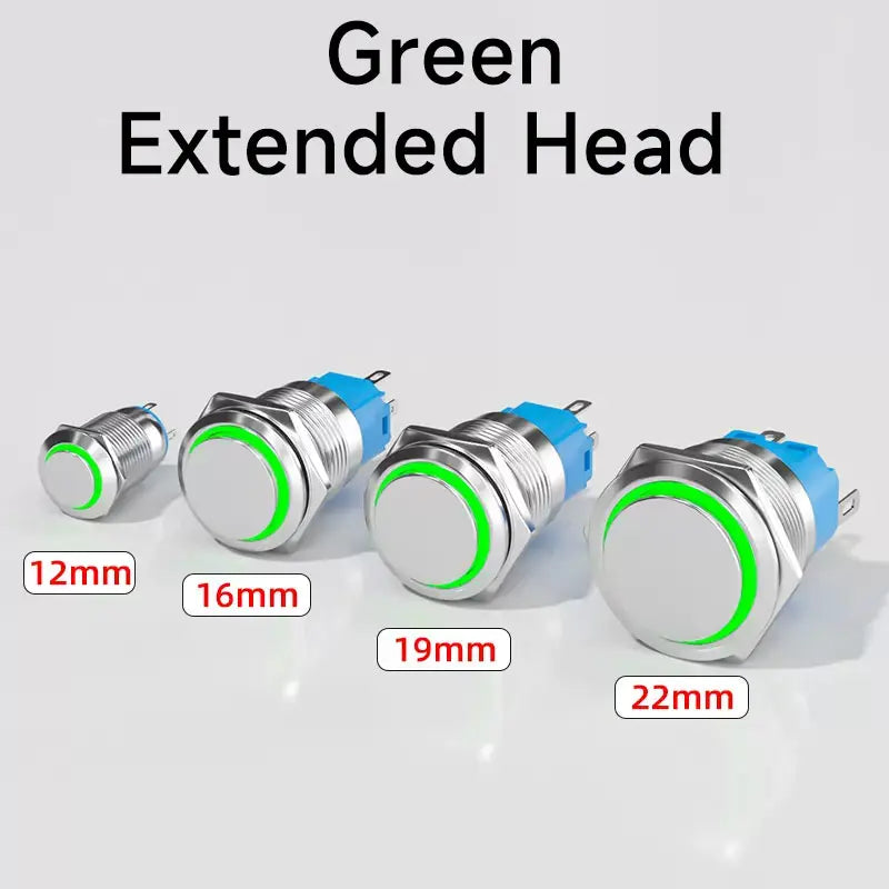 IP65 LED Illuminated Metal Push Button Switch 12mm 16mm 19mm 22mm 1-3A Momentary Latching 5 Colors