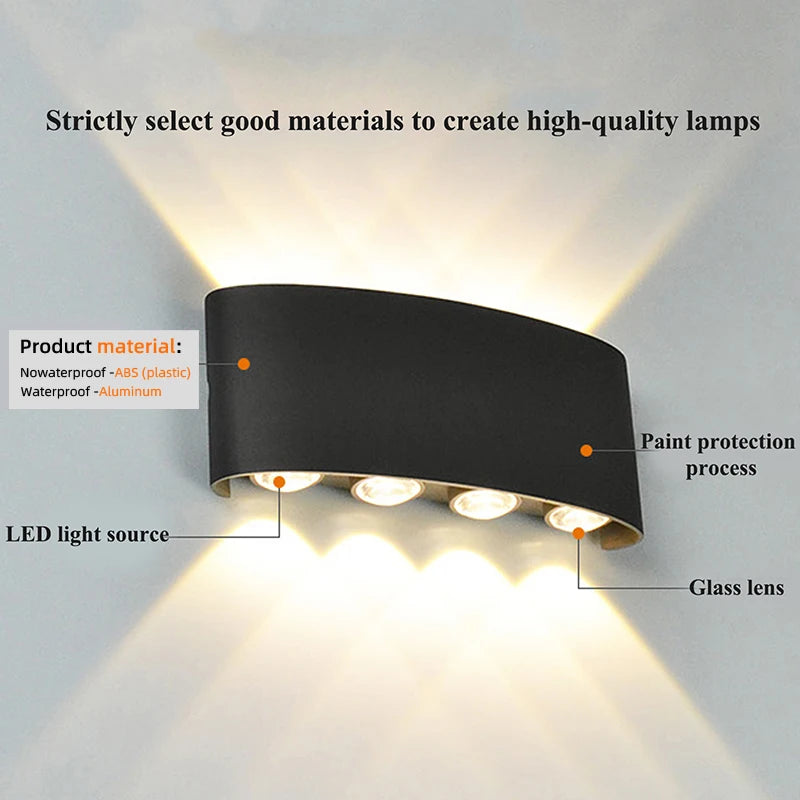 Modern LED Wall Sconce Up Down 6 Sizes Black White 3000K 6500K Waterproof AC 85-265V