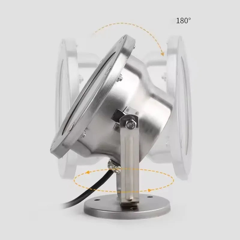 IP68 LED Underwater Pool Light 3W-24W DC 24V 180° RGB Remote Stainless Steel Tempered Glass