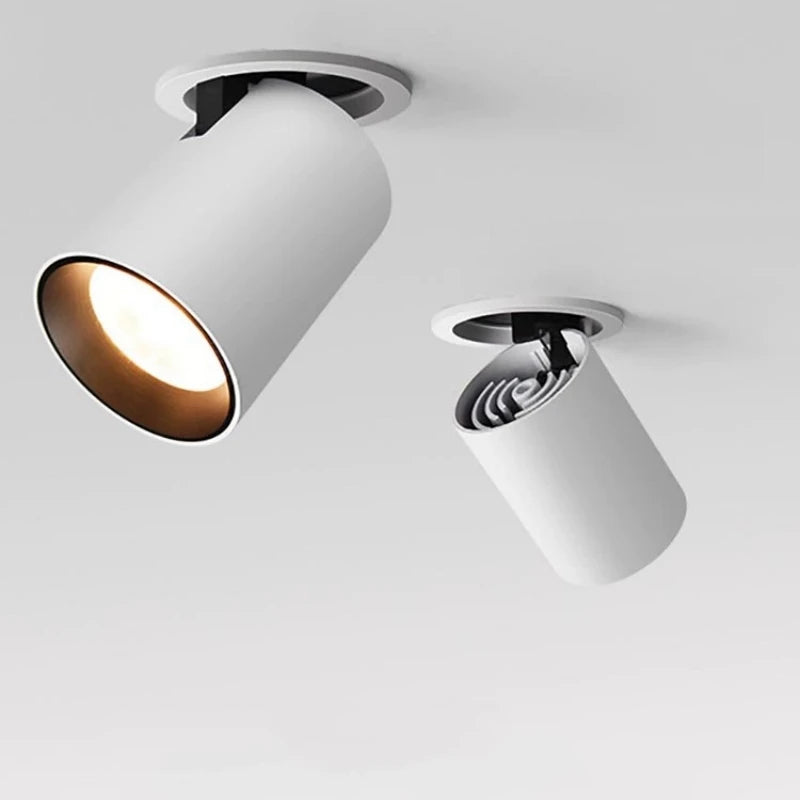 Dimmable Folding COB LED Recessed Downlight 7W 12W Frosted Aluminum PMMA Lens Knob Switch CRI 85 IP52 AC 85-265V Ceiling Spot