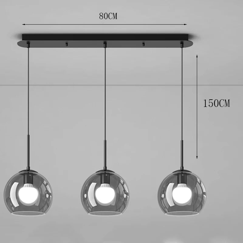 Modern Glass Ironware Pendant Chandelier 3-4 Heads 30-40W Dimmable Remote AC 90-265V