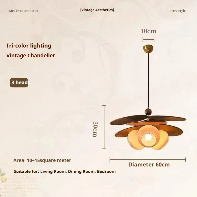 Traditional Stained Glass LED Chandelier Iron Semi Flush Mount Downlight AC 90-260V Living Room Parlor