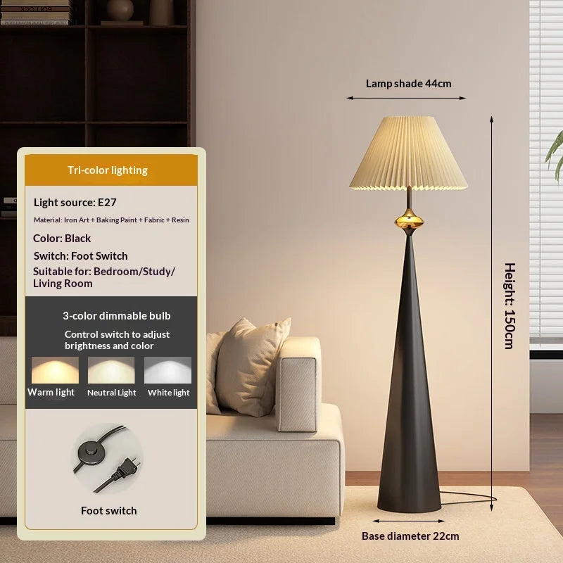 Zen Wabi Sabi Floor Lamp Japanese Chinese Iron Fabric Shade Dimmable AC 90-260V 16-20W