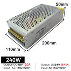 AC 110-220V to DC 12V 24V Power Supply 5A 10A 20A 40A LED Strip Indoor Aluminum Constant Voltage