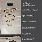 Modern Crystal LED Chandelier Stainless Steel Polished Cord Pendant Remote Control Dimmable AC 90-265V Villa Living Room Staircase