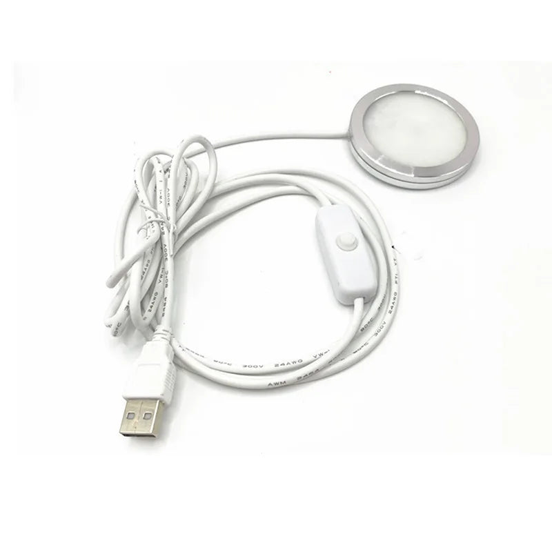 USB 5V Ultra Thin LED Cabinet Spotlight 10W 5730 LED Aluminum Surface Mount 60mm Round Warm White Cool White Indoor RV Caravan