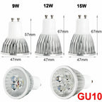9W 12W 15W Multi-Chip LED Spotlight GU10 E27 E14 MR16 CRI 80+ 45-60° AC 85-265V 3-Color