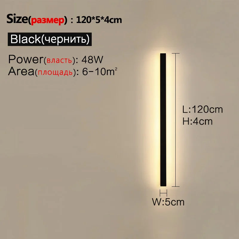 Modern Nordic LED Outdoor Wall Lamp IP65 Metal Acrylic Black Dimmable Remote AC 110-240V