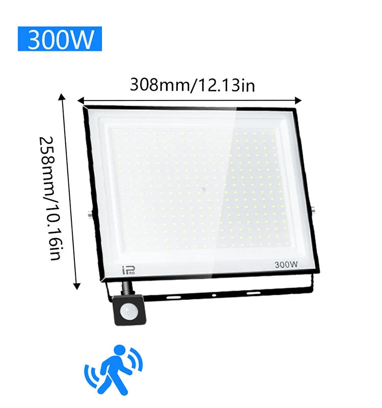 IP66 PIR Motion Sensor LED Flood Light 20W 30W 50W 70W 100W 150W 200W 300W Die Cast Aluminum AC 100-130V or 175-265V Outdoor Garden Security