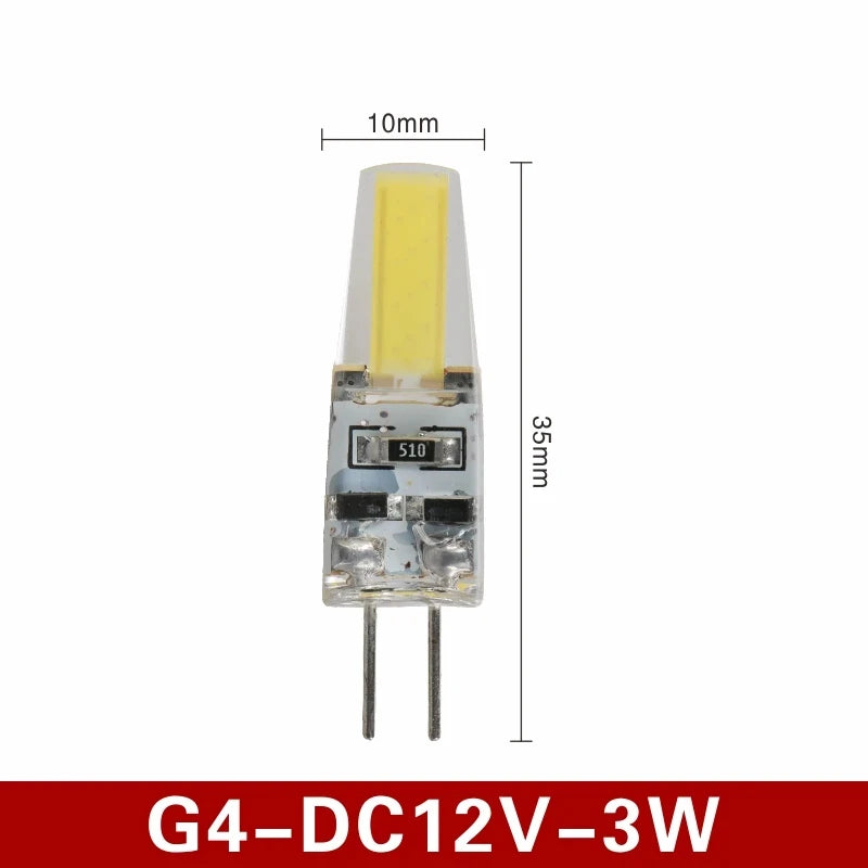 G4 LED COB Bulb 6W 250lm 360° CRI 80+ DC 12V Warm Cool White 10-Pack Chandelier