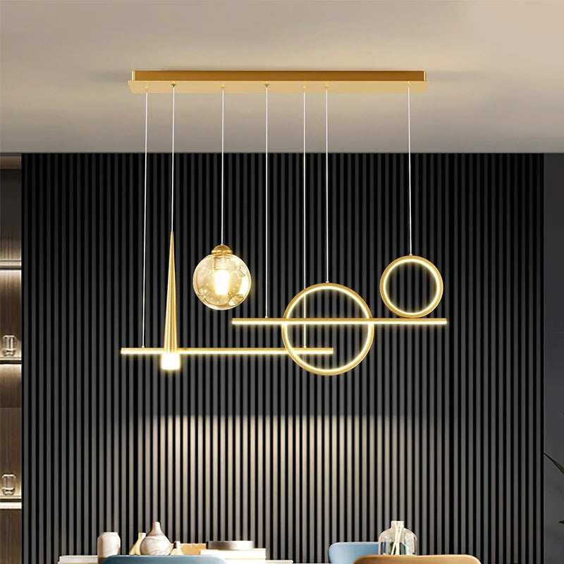 65W LED Bar Pendant Chandelier L94cm 4-Mode Dimmable 2800-6000K AC 90-265V Black Iron Acrylic