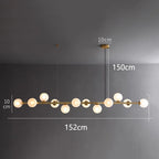 Modern Multi-Head Glass Pendant Chandelier 8 10 12 Heads 72-106W 4-Mode AC 90-240V