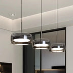 Modern LED Glass Pendant Light 12W 36W Gray Plated Full-Spectrum Touch Switch AC 90-260V