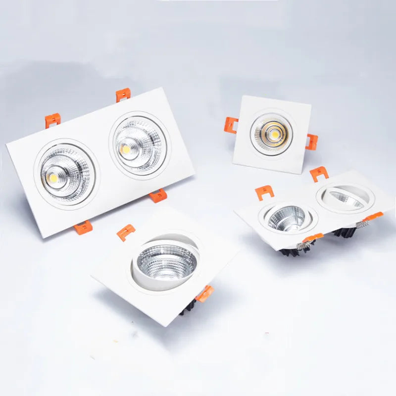 Dimmable COB LED Recessed Downlight 7W-15W Single Double Triple Head 24° CRI 85+ AC 85-265V