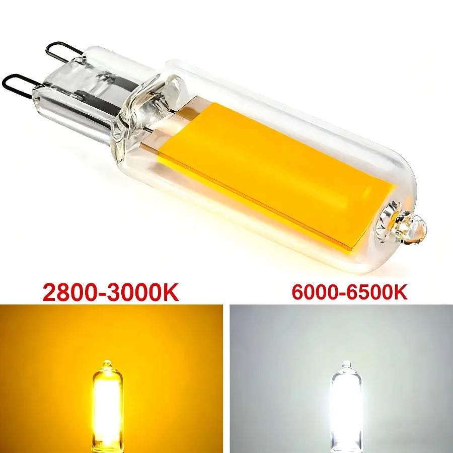 G9 LED COB Glass Bulb 7W 9W 12W 15W 360° CRI 85+ AC 110-220V Warm Cool White