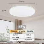 Ultra-Thin LED Flush Mount Ceiling Light 48W 6500K Square Iron Acrylic AC 90-260V