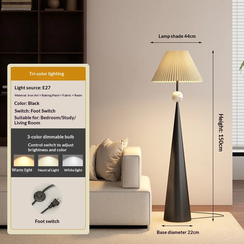 Zen Wabi Sabi Floor Lamp Japanese Chinese Iron Fabric Shade Dimmable AC 90-260V 16-20W